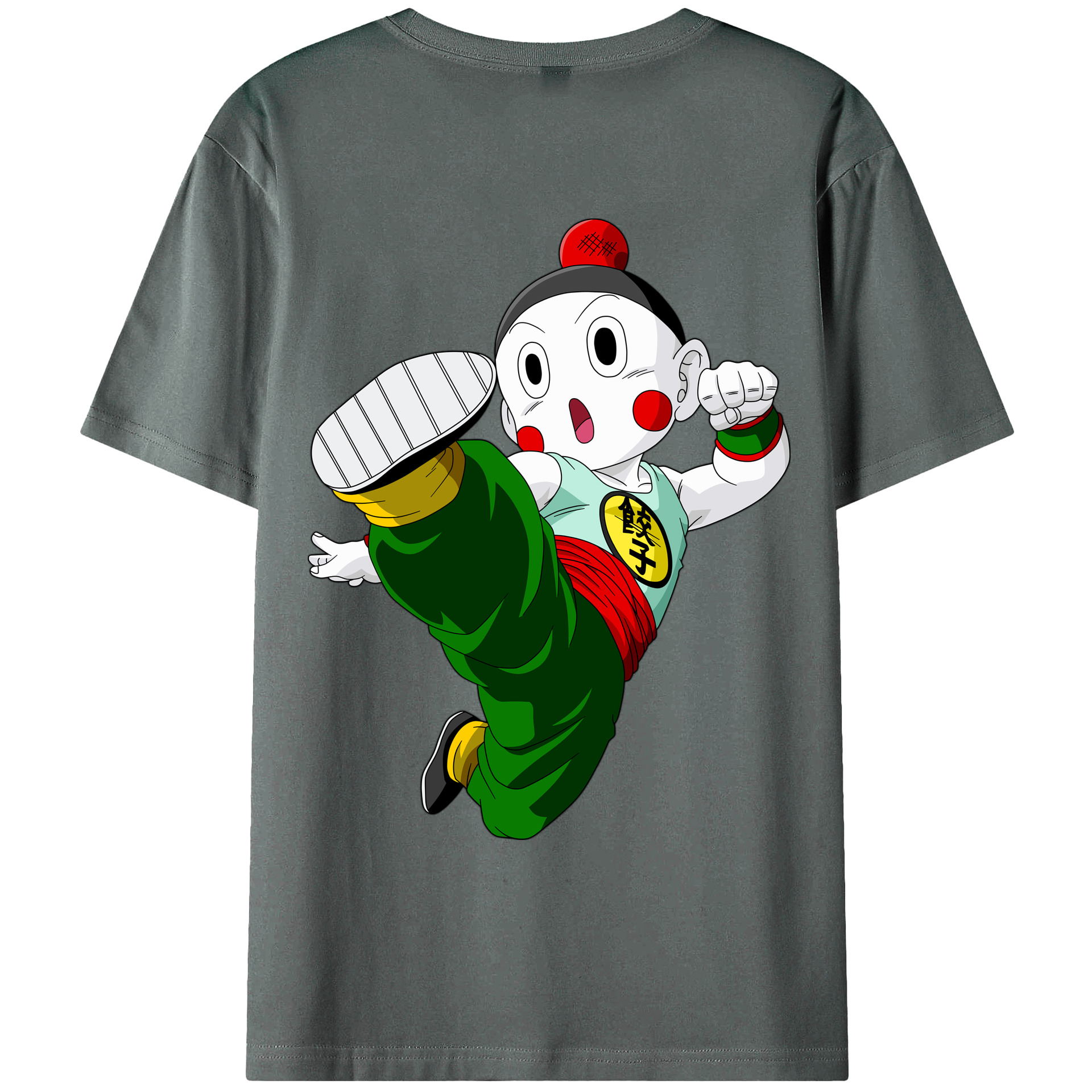 （画像用） ドラゴンボール 餃子（チャオズ）DRAGON BALL Chaoz 綿100％ メンズ半袖Tシャツ（バックプリント） 通気性